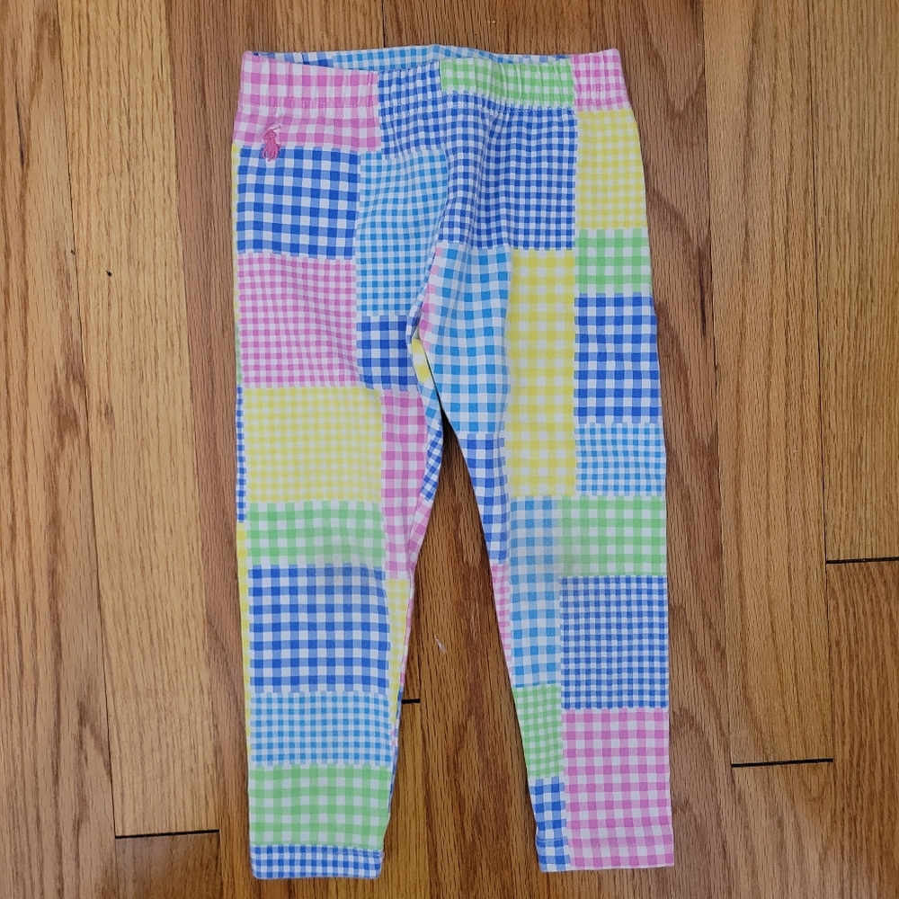 Polo Ralph Lauren Toddler Girls Patchwork Plaid Leggings Size 3T Colorful Easter